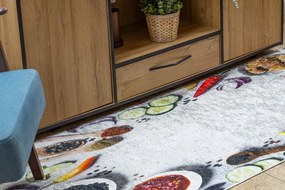 ANDRE 33580 covor lavabil Condimente, legume bucatarie, anti-alunecare - argint / verde