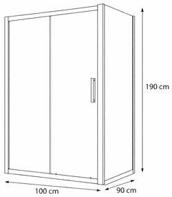 Cabina dus 100x90 cm cu usa culisanta, crom lucios, grosime sticla 5 mm, Sanswiss Ocelia