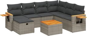 vidaXL Set canapele de grădină cu perne, 8 piese, gri, poliratan
