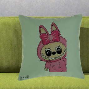 Perna Personalizata Labubu Roz cu Funda, 40x40 cm, Verde, Husa Detasabila, Perna Inclusa, BEKZ®