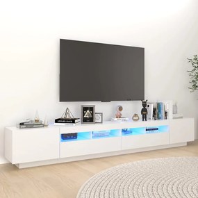 3081915 vidaXL Comodă TV cu lumini LED, alb, 260x35x40 cm