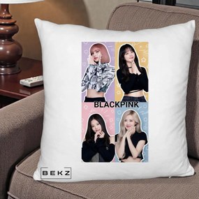 Perna Personalizata K-pop BLACKPINK Negru, 40x40 cm, Alb Pufos, Husa Detasabila, Perna Inclusa, BEKZ®