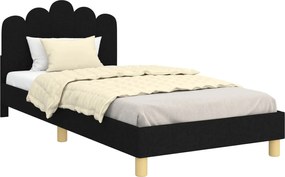 vidaXL Cadru de pat pentru copii cu spătar Negru 90 x 190 cm țesătură
