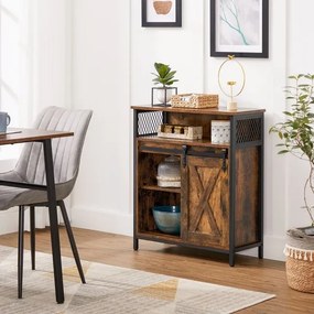 Comodă cu ușă glisantă FIRA maro/negru