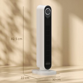HOMCOM Încălzitor Electric cu Ventilator 2000W cu Telecomandă 30x22x82,5 cm, Alb | Aosom Romania