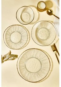 Set de masă, 24 piese, sticlă transparentă/auriu