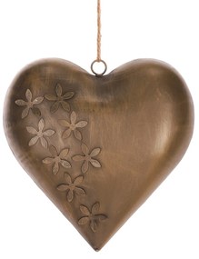Decorațiune Inimă suspendată din metal 20 x 20 x 4 cm, culoare cupru
