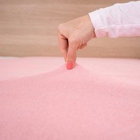 Cearșaf de pat 4Home din frotir, roz, 90 x 200 cm, 90 x 200 cm