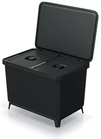 Coș de gunoi, 2 x 23 l, negru
