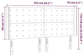 Tablie de pat cu LED, gri taupe, 163x16x118 128 cm, textil 1, Gri taupe, 163 x 16 x 118 128 cm