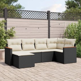 3258577 vidaXL Set mobilier de grădină cu perne, 6 piese, negru, poliratan