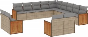 vidaXL Set canapele de grădină, 13 piese, cu perne, bej, poliratan