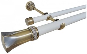 Galerie dubla fara inele PLUTON CRYSTAL - 25/19 - alb/aur antic (Alege marime: 160 cm)