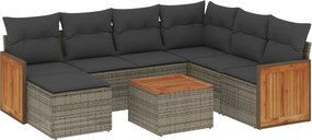 vidaXL Set canapele de grădină cu perne, 8 piese, gri, poliratan