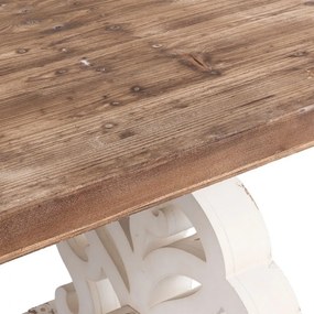 Masă de dining shabby chic, cu finisaj alb antichizat, Madeleine