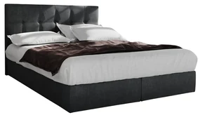 Pat matrimonial Boxspring 140 cm Porto (negru) ( cu saltea și sp. depozitare). 1047304