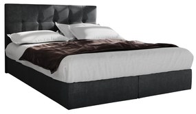 Pat matrimonial Boxspring 160 cm Porto (negru) ( cu saltea și sp. depozitare). 1047309