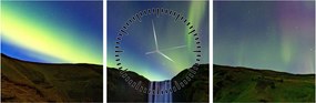 Tablou - Aurora Boreală în Islanda (cu ceas) (90x30 cm)