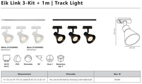 Set, Sina 1 metru Nordlux Link cu 3 Spoturi directionabil Eik negru