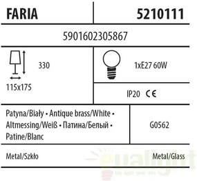Aplica de perete clasica antique brass Faria 5210111