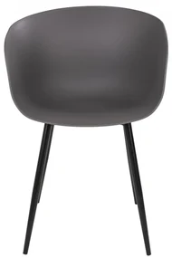 Scaun dining gri din piele cu picioare negre Roda