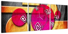 Tablou abstract cu simboluri istorice (cu ceas) (90x30 cm)