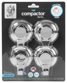 Cârlige argintii 4 buc. autoadezive din plastic Bestlock – Compactor