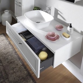 Dulap baie suspendat KolpaSan Blanche, 150 cm, pentru lavoar pe blat, alb Alb
