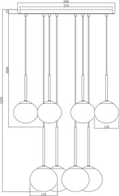 Ondaluce - Lustră suspendată pe cablu JEWEL 8xE14/10W/230V Ø 70 cm auriu/alb