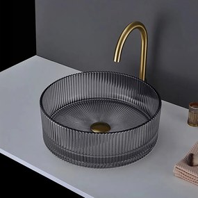 Lavoar pe blat Rea Ingrid sticla securizata rotund 36 cm transparent-gri lucios