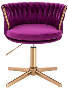 HR450CROSS Scaun Fucsia din Catifea cu Bază Aurie