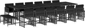 vidaXL Set mobilier de grădină cu perne, 17 piese, negru, poliratan