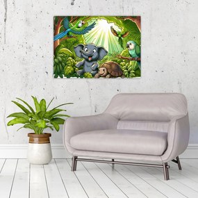 Tablou pe sticlă - Animăluțe vesele (70x50 cm)