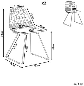 Set 2 buc. scaune pentru sufragerie Harlem (argint). 1009952