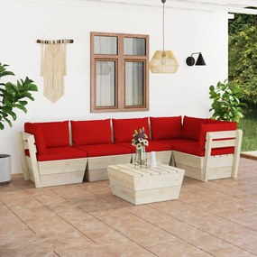 3063570 vidaXL Set mobilier grădină din paleți cu perne, 6 piese, lemn molid