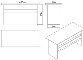 Set mobilier pentru birou Libepi 2 (stejar + negru) . 1094450