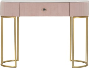 Consola, Mauro Ferretti, Montpellier, 100 x 40 x 75 cm, fier/lemn/piele ecologica, roz/auriu/alb