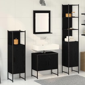 vidaXL Set Mobilier Baie 4 Piese Stejar Negru - Lemn Prelucrat