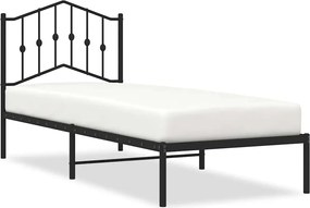 vidaXL Cadru pat metalic cu tăblie, negru, 90x200 cm