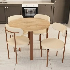 Set masa Onita rotund cu 4 scaune  90 cm