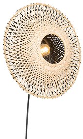 Lampă de perete orientală din bambus 35 cm cu priză - Rina