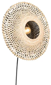 Lampă de perete orientală din bambus 35 cm cu priză - Rina