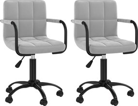 vidaXL Scaune rotative de bucătărie, 2 buc., gri deschis, catifea