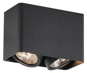 Spot de design negru, montat la suprafață, GU10 70mm, cu 2 lumini, rotativ și înclinabil - Vox
