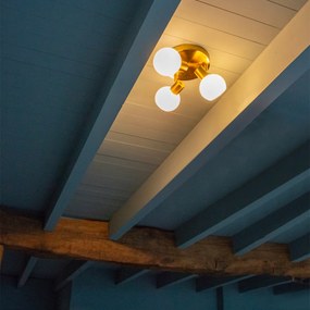 Spot de tavan auriu cu sticlă opală cu 3 lumini reglabile - Anouk