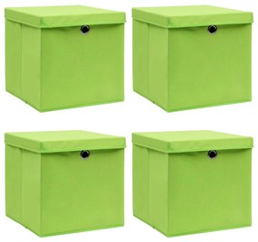 vidaXL Cutii depozitare cu capace 4 buc. verde, 32x32x32 cm, textil