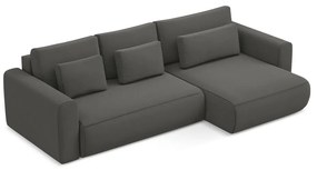 Colțar gri închis extensibil/cu spațiu de depozitare cu tapițerie din catifea (cu colț pe partea dreaptă/cu șezlong) Kapua – Makamii