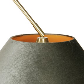 Booglamp messing met zwart met dubbele velours kap groen - XXL
