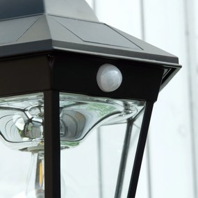 Outsunny Stâlp Solar de Grădină cu Lumină LED și Senzor de Mișcare, Negru | Aosom Romania