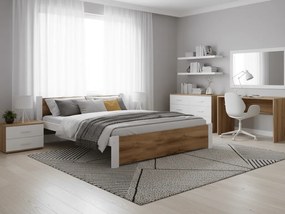 Pat dublu IKAROS 160 x 200 cm, stejar artisan/alb Saltele: Cu saltele Sommera 18 cm, Somiera pat: Cu lamele drepte